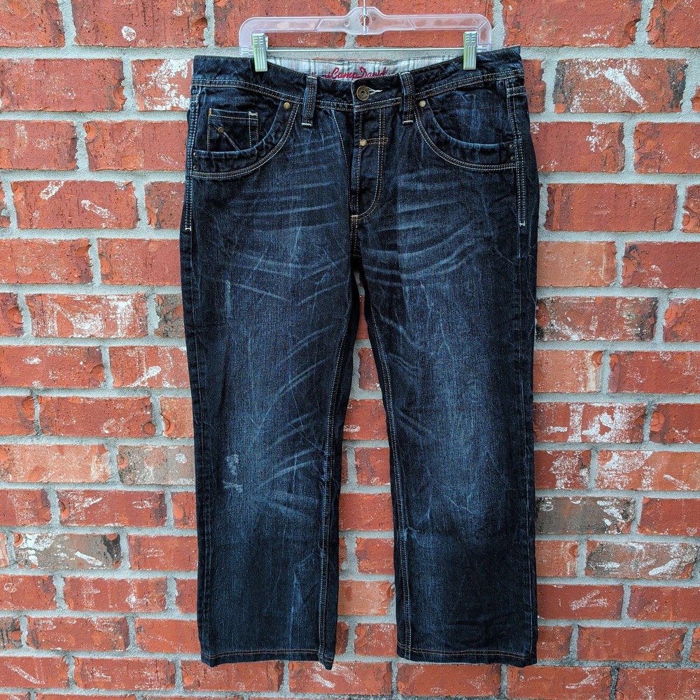 Camp David Nick Jeans Mens 36x32 Dark Wash Whiskered Regular Fit Straight Denim